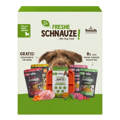 Freshe Schnauze alimento umido 8 x 250 g - Mix: 2x Manzo, 2x Pollo con Riso, 2x Pollo con Zucca, 2x Tacchino 