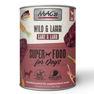 Sparpaket MAC's Adult 12 x 800 g - Wild & Lamm Sparpaket MAC's Adult 12 x 800 g - Wild & Lamm