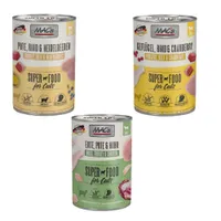 MAC´s Kombi-Paket 18 x 400 g Nassfutter - 6 x 400 g Pute, Rind & Heidelbeeren + 6 x 400 g Ente, Pute, Huhn + 6 x 400 g Geflügel & Cranberry
