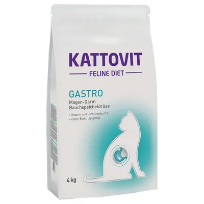 Kattovit Feline Diet Gastro, żołądek-jelita trzustka, niskotłuszczowy i łatwostrawny, wysoka zawartość elektrolitów, worek 4 kg.