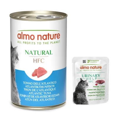 Prezzo speciale! 6 x 140 g Almo Nature HFC + 6 x 50 g Highly Appetizing / Urinary Help Umido gatti - 6 x 140 g Tonno del Pacifico con mirtilli rossi HFC + 6 x 50 g Tonno del Pacifico con mirtilli rossi HFC Urinary Help