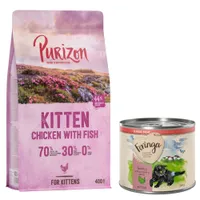 Lot mixte spécial chaton : Purizon 400 g + Feringa 6 x 200 g - lot 2 : dinde