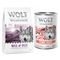 Wolf of Wilderness Kombi-Paket: 400 g Trockenfutter + 400 g Nassfutter Wild Hills Ente + Stony Creek Geflügel mit Rind