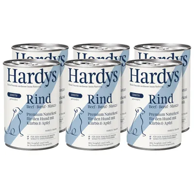 Hardys Rind Sensitive. Prémium természetes eledel kutyáknak tökkel és almával, gabonamentes. Érzékeny gyomorra, Németországban gyártva. Hardys Rind Sensitive. Prémium természetes eledel kutyáknak tökkel és almával, gabonamentes. Érzékeny gyomorra, Németországban gyártva.