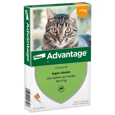Advantage® 40 voor Katten tot 4 kg - 4 pipetten - NL