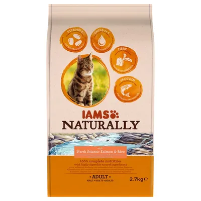 IAMS Naturally Cat Adult Lachs - Sparpaket: 2 x 2,7 kg