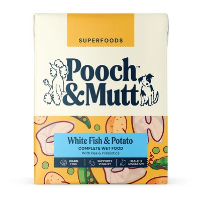 Pooch and Mutt Wet Dog Food - Fish, Potato & Pea - Saver Pack: 24 x 375g