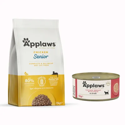 Zestaw Applaws Adult/Senior 6 kg / 7,5 kg + Applaws w bulionie 6 x 156 g w super cenie! - Senior z kurczakiem, 7,5 kg + Pierś z kurczaka z kaczką, 6 x 156g Zestaw Applaws Adult/Senior 6 kg / 7,5 kg + Applaws w bulionie 6 x 156 g w super cenie! - Senior z kurczakiem, 7,5 kg + Pierś z kurczaka z kaczką, 6 x 156g