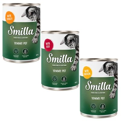 Mix-Sparpaket Smilla Schnurrtöpfchen 60 x 400 g - Mix (Huhn, Pute, Rind)
