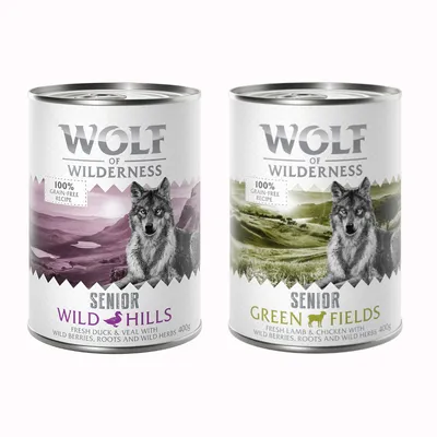 Wolf of Wilderness Senior 24 x 400 g - Mix: Agnello, Anatra Wolf of Wilderness Senior 24 x 400 g - Mix: Agnello, Anatra