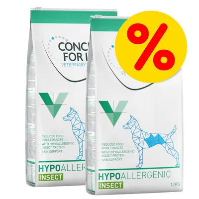 CONCEPT FOR LIFE Veterinary Diet Hypoallergenic Insect, 2 x 12 kg, reduziert Futterunverträglichkeiten, hypoallergenes Insektenprotein, Hautunterstützung, Prozentzeichen-Angebot