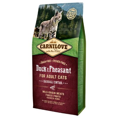 Carnilove Adult Hairball Control, kaczka z bażantem 6 kg