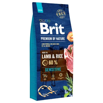 Brit Premium by Nature, Sensitive, jagnięcina i ryż, 60%, bez GMO, bez soi, formuła z jagnięciną dla dorosłych psów wszystkich ras, wysoka zawartość jagnięciny i ryżu, Sensitive. Brit Premium by Nature, Sensitive, jagnięcina i ryż, 60%, bez GMO, bez soi, formuła z jagnięciną dla dorosłych psów wszystkich ras, wysoka zawartość jagnięciny i ryżu, Sensitive.