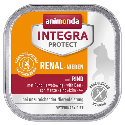 Animonda Integra Protect Renal-Nieren mit Rind, phosphorreduziert, ohne Getreide. Bei unzureichender Nierenleistung. Veterinary Diet.