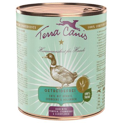 Sparpaket Terra Canis getreidefrei 18 x 800 g Ente mit Kürbis, Erdbeeren & Holunder