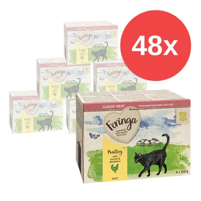 Feringa Classic Meat Poultry with carrots & dandelion ADULT, 6 x 100 g, opakowanie zbiorcze 48 sztuk widoczne na zdjęciu.
