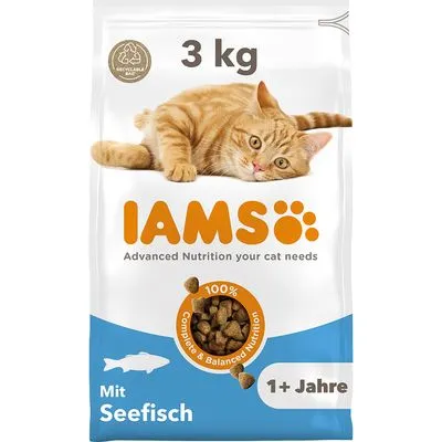 IAMS kattenvoer 3 kg, Mit Seefisch, 1+ Jahre, Advanced Nutrition your cat needs, 100% Complete & Balanced Nutrition zichtbaar op verpakking. IAMS kattenvoer 3 kg, Mit Seefisch, 1+ Jahre, Advanced Nutrition your cat needs, 100% Complete & Balanced Nutrition zichtbaar op verpakking.