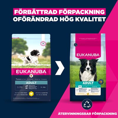 100 g Eukanuba Premium Nutrition Adult Medium Breed kyckling på köpet!