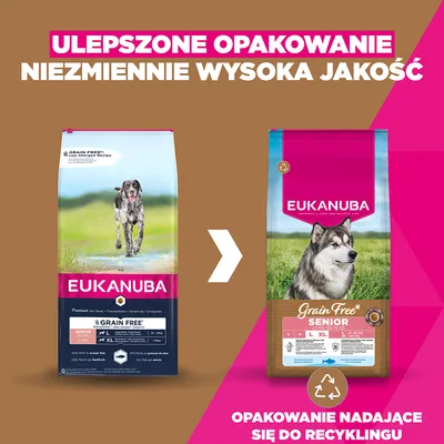 Eukanuba Grain Free Senior Large & Giant, ryba morska - 2 x 12 kg