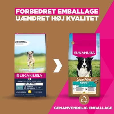 Eukanuba Grain Free Adult Small & Medium med kylling