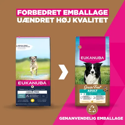 Eukanuba Grain Free Adult Small & Medium med kylling - 12 kg