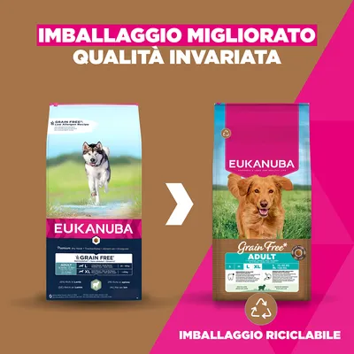 Eukanuba Grain Free Adult Large con Agnello - 12 kg