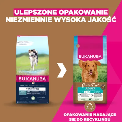 Eukanuba Grain Free Adult Large, jagnięcina - 12 kg