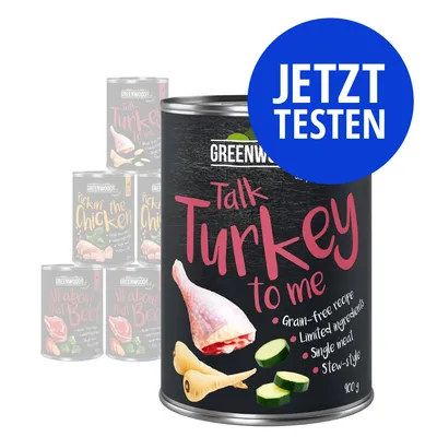 Greenwoods Talk Turkey to Me. Getreidefreie Rezeptur, begrenzte Zutaten, Single Meat, Eintopf-Stil. Jetzt testen.
