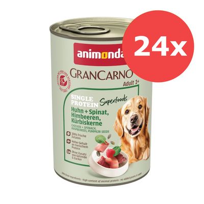 Sparpaket animonda GranCarno Adult Single Protein Superfoods 24 x 400 g