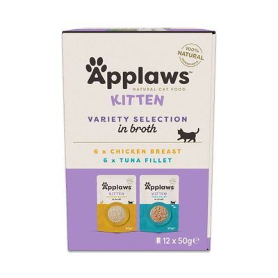 Applaws Killing Variety Selection i bouillon, 6 x kyllingebryst, 6 x tunfilet, 12 x 50 g, 100% naturlige ingredienser.