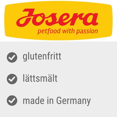 Josera petfood with passion. Glutenfritt, lättsmält, made in Germany.