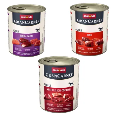 Kombi-Paket animonda GranCarno Original Adult 36 x 800 g - 12 x Rind & Lamm + 12 x Rind + 12 x Multifleisch-Cocktail Kombi-Paket animonda GranCarno Original Adult 36 x 800 g - 12 x Rind & Lamm + 12 x Rind + 12 x Multifleisch-Cocktail