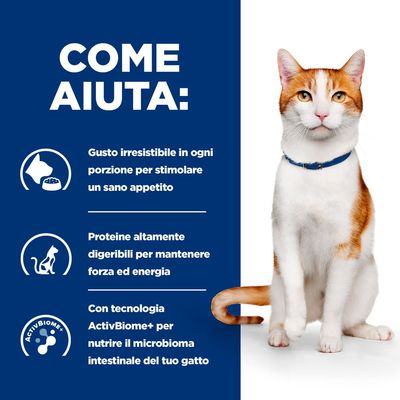 COME AIUTA: Gusto irresistibile in ogni porzione per stimolare un sano appetito. Proteine altamente digeribili per mantenere forza ed energia. Con tecnologia ActivBiome+ per il microbioma.