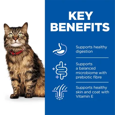 KEY BENEFITS: Supports healthy digestion, supports a balanced microbiome with prebiotic fibre, supports healthy skin and coat with Vitamin E. Teksti englanniksi.