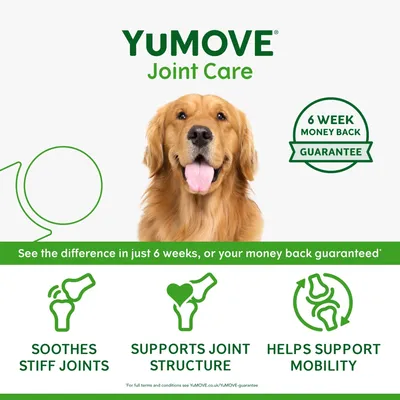 YuMOVE Joint Care offers a 6 week money back guarantee. Claims to soothe stiff joints, support joint structure and help support mobility. See the difference in 6 weeks or your money back.