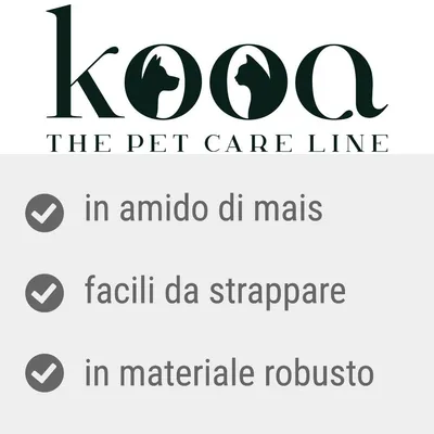 kooa THE PET CARE LINE. in amido di mais, facili da strappare, in materiale robusto.