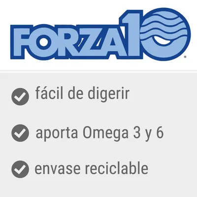 FORZA10. Fácil de digerir, aporta Omega 3 y 6, envase reciclable.