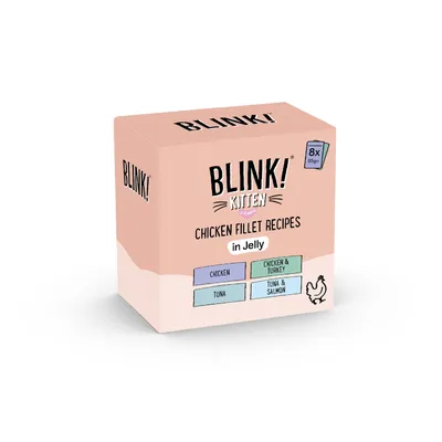 Blink! Kitten Chicken Fillet Recipes in Jelly 8 x 85g - Mixed Pack Blink! Kitten Chicken Fillet Recipes in Jelly 8 x 85g - Mixed Pack