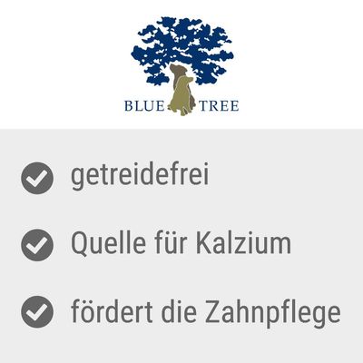 Blue Tree. Bez obilovin, zdroj vápníku, podporuje péči o zuby.