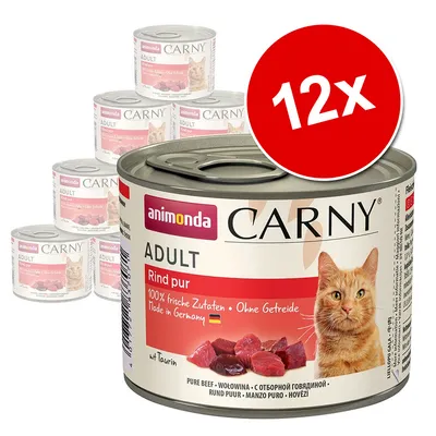 animonda Carny ADULT Rind pur, 100 % frische Zutaten, Ohne Getreide, Made in Germany, hovädzie mäso, balenie 12× konzerva pre dospelé mačky