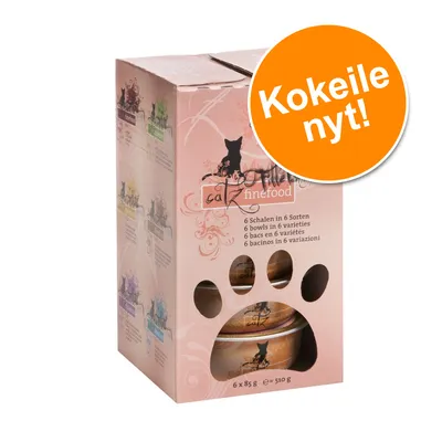 catz finefood kissanruokapakkaus, 6 x 85 g, 6 makua. Oranssi merkki: Kokeile nyt! Pakkaus sisältää annoskulhot, paino yhteensä 510 g. catz finefood kissanruokapakkaus, 6 x 85 g, 6 makua. Oranssi merkki: Kokeile nyt! Pakkaus sisältää annoskulhot, paino yhteensä 510 g.