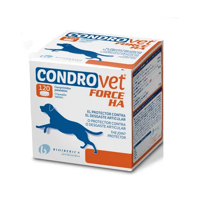 Condrovet Force HA, 120 comprimidos masticables. Protección articular para perros. Bioiberica Veterinaria.