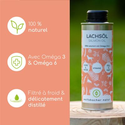 Wolfsbacher Huile de saumon naturelle pour chien