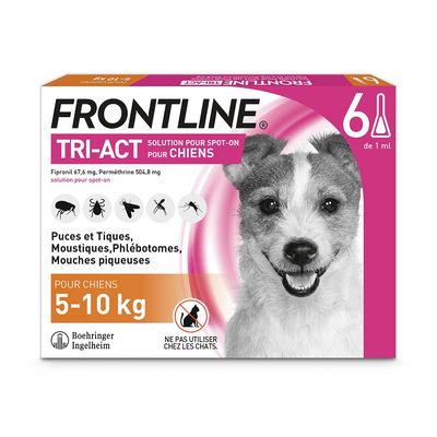 FRONTLINE TRI-ACT, 5 - 10 kg 6 mois de protection (6 pipettes)