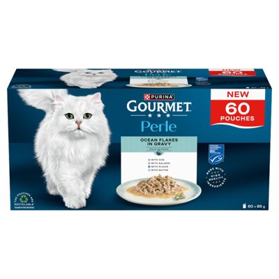 Gourmet Perle Pouches Mixed Jumbo Pack 60 x 85g - Ocean Flakes in Gravy