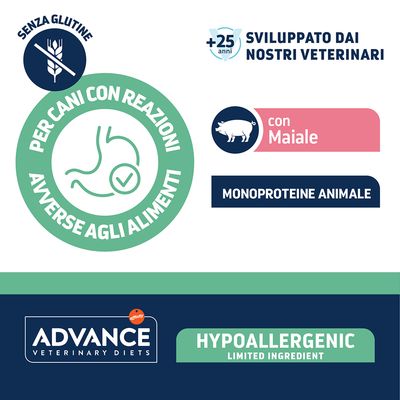 Advance Veterinary Diets Hypoallergenic umido cane - Set %: 6 x 400 g Maiale