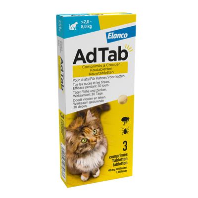 AdTab kauwtabletten voor katten van 2 tot 8 kg 1 x 3 Tabletten