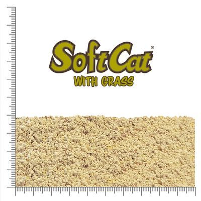 SoftCat Premiumstrooisel met gras, 9,5L. Made in Germany, geurbinding tot 45 dagen, lichtgewicht, stofvrij, composteerbaar. 100% Pure Nature. Porta Cat Care.