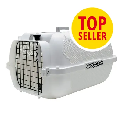 Plastový přepravní box s kovovými dvířky, nápis TOP SELLER v žlutém kruhu v pravé horní části obrázku.