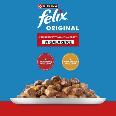 Megapakiet Felix Classic, saszetki w galarecie lub w sosie, 120 x 85 g - Wołowina i kurczak